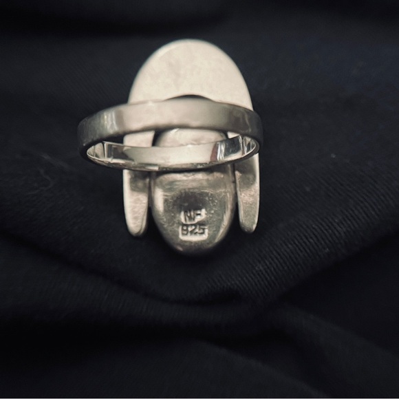 Sterling Silver 925 Onyx Statement Stamped Ring Size 7 - Picture 6 of 7